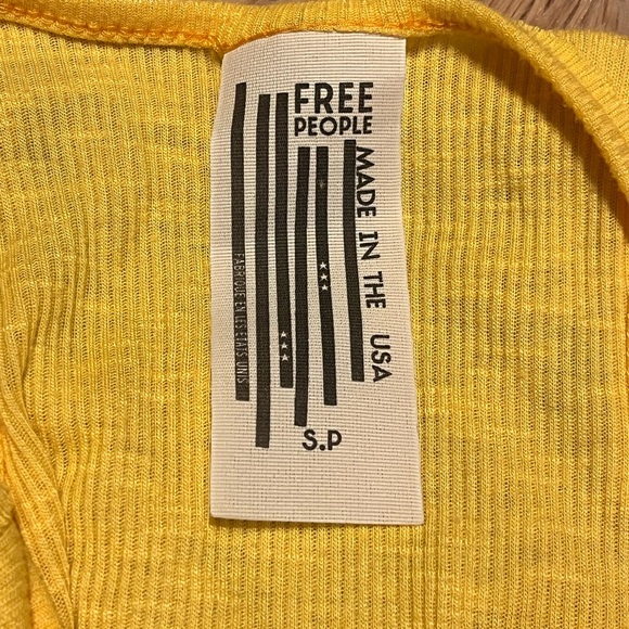 Free People Yellow Racerback Ribbed Tank Top - Size Small βοΈπ - Picture 3 of 4